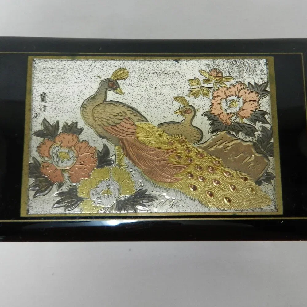 The San Francisco Music Box Company Vintage Peacock Trinket Japan NOT Working